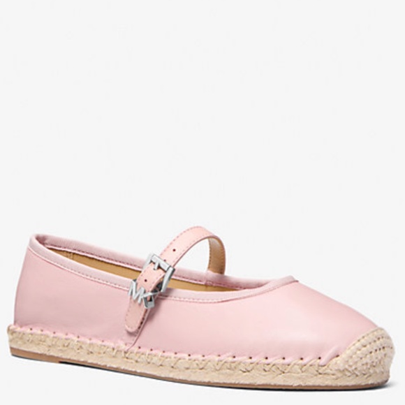 New MICHAEL MICHAEL KORS Lynn Leather Ballet Espadrille Smokey Rose - Picture 1 of 2